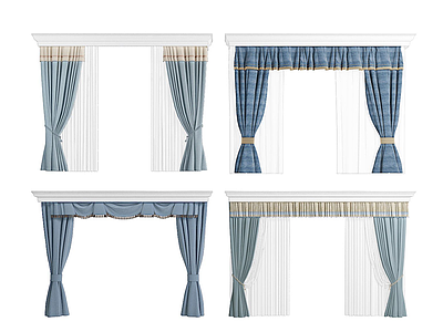现代装饰双层窗帘模型3d模型