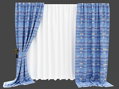 3d现代简约窗帘模型