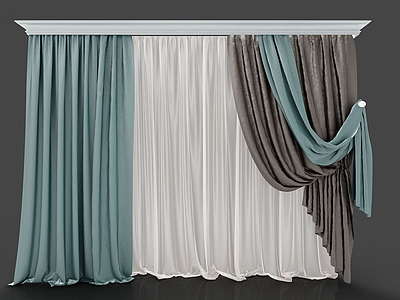3d现代简约窗帘模型