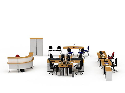 3d<font class='myIsRed'>办公室桌椅</font>组合免费模型