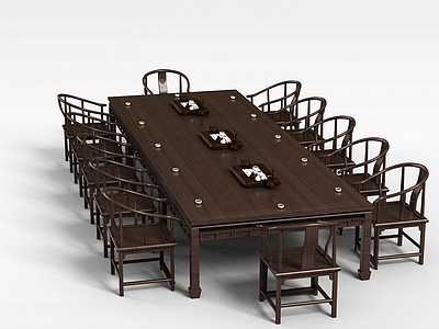 3d小型会议室桌椅模型