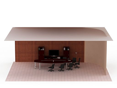 3d现代风格会议室桌椅免费模型
