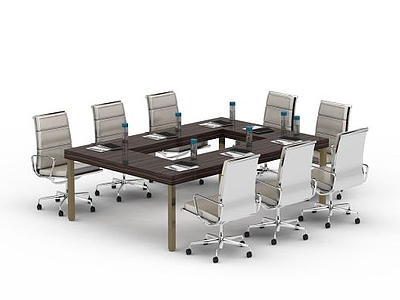 现代办公桌椅套装模型3d模型