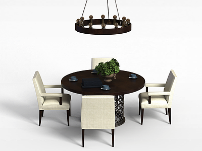 3d客厅餐桌模型