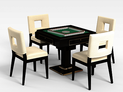 3d麻将机桌椅组合模型