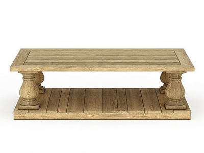 实木桌几模型3d模型