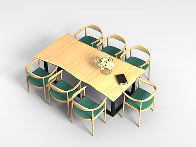 3d会议室桌椅组合模型