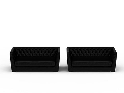 黑色真皮沙发模型3d模型