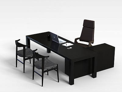 办公室桌椅组合模型3d模型