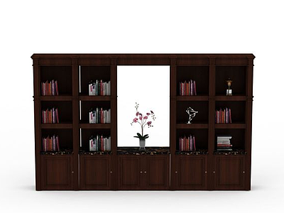 美式风格书柜模型3d模型