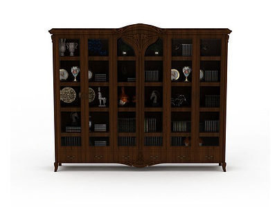 3d美式古典书柜模型
