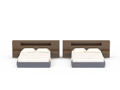 3d酒店简易双人床免费模型