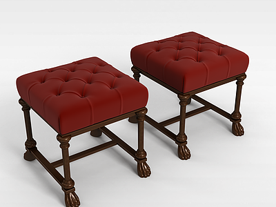 3d美式沙发凳模型