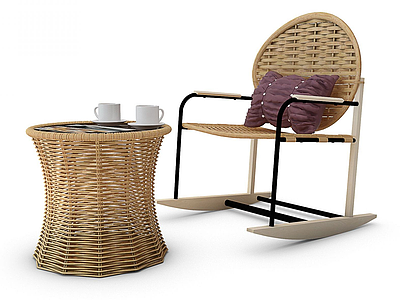 现代编织藤椅模型3d模型