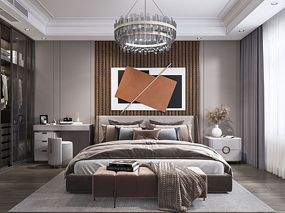 现代温馨卧室模型3d模型
