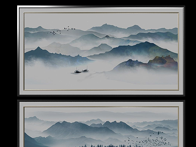 3d中国风景装饰画模型