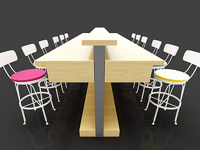 3d火锅店餐桌椅模型
