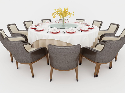 欧式圆形餐桌椅模型3d模型