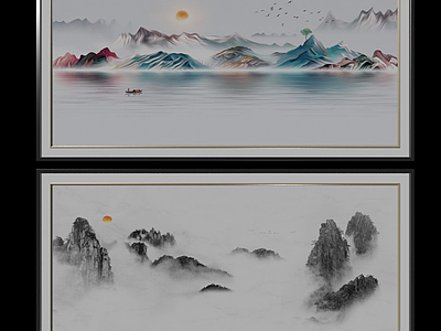 中国风景装饰画模型3d模型