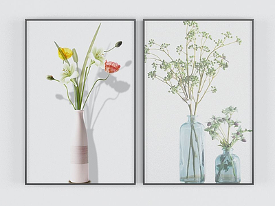 现代花瓶装饰画模型3d模型