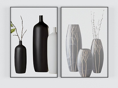 3d现代花瓶装饰画模型