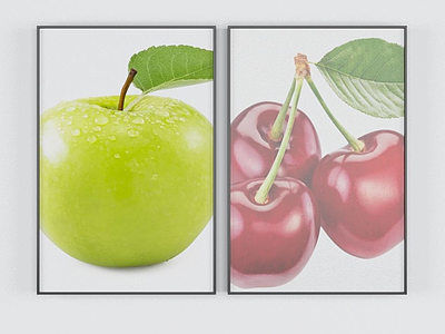 3d苹果装饰画模型