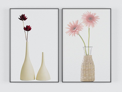 3d现代花瓶装饰画模型