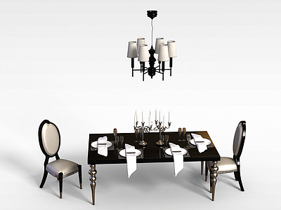 3d烛光晚餐桌椅模型