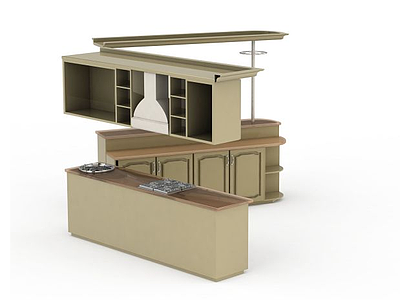 3d欧式厨房柜模型