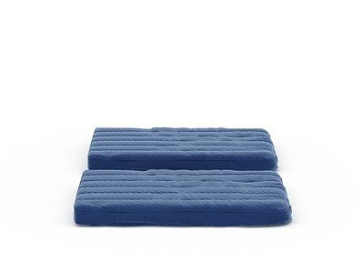 3d蓝色双人床免费模型