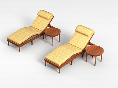 3d实木躺椅模型