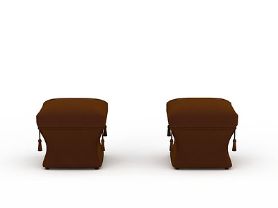 棕色沙发凳模型3d模型
