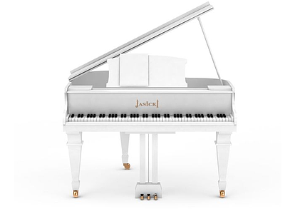 白色钢琴模型3d模型