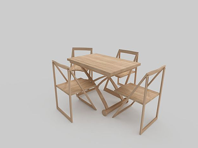 3d现代简约木质餐桌椅免费模型