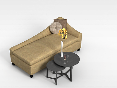 3d布艺贵妃椅沙发模型