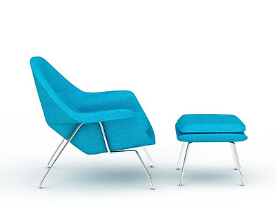 蓝色简易座椅模型3d模型