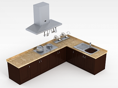 3d厨房碗柜子模型