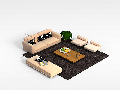 现代沙发茶几组合模型3d模型