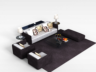 3d室内沙发组合模型