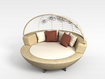 3d圆形布艺沙发模型