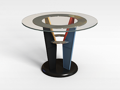 3d圆形餐桌椅模型