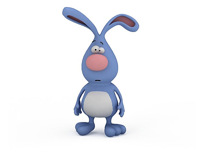 3d蓝兔子玩具模型