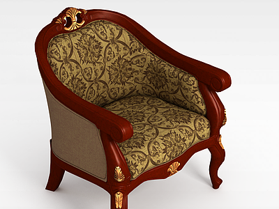 美式布艺沙发椅模型3d模型