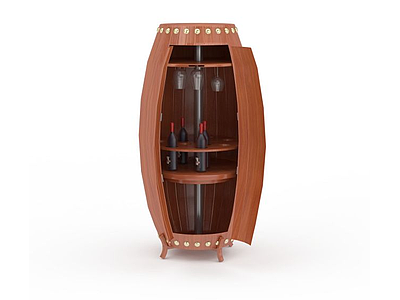 3d木制储酒柜模型
