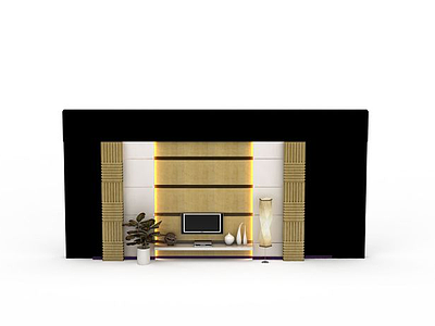 3d电视机背景墙免费模型