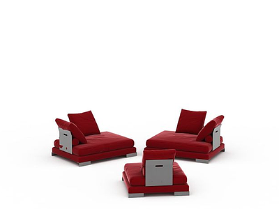 3d红色沙发组合免费模型