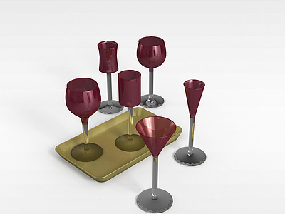 3d创意酒杯组合模型