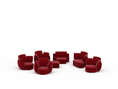 3d红色单人沙发组合免费模型