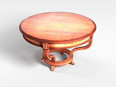 3d中式木制圆桌模型