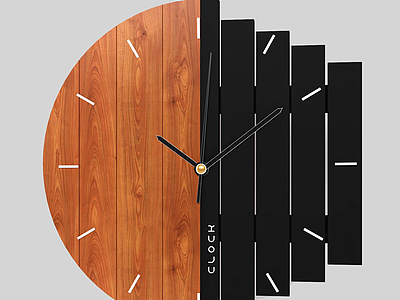 3d创意木时钟模型